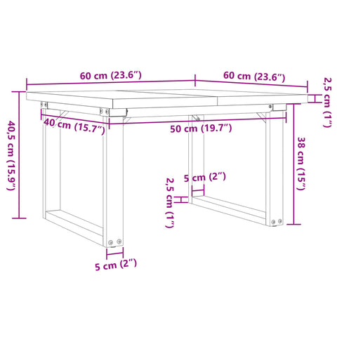vidaXL Coffee Table O-Frame 60x60x40.5 cm Solid Wood Pine and Steel