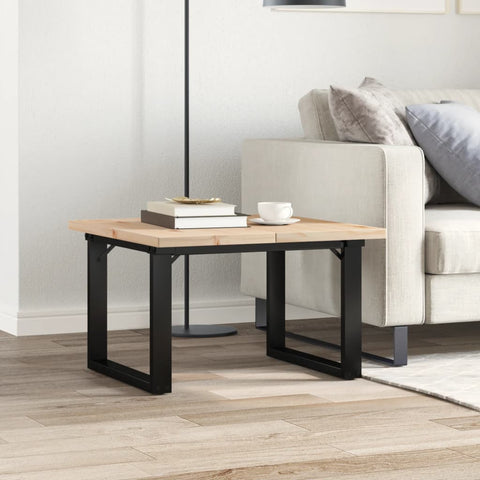 vidaXL Coffee Table O-Frame 70x70x40.5 cm Solid Wood Pine and Steel