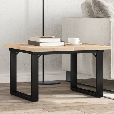 vidaXL Coffee Table O-Frame 70x70x40.5 cm Solid Wood Pine and Steel