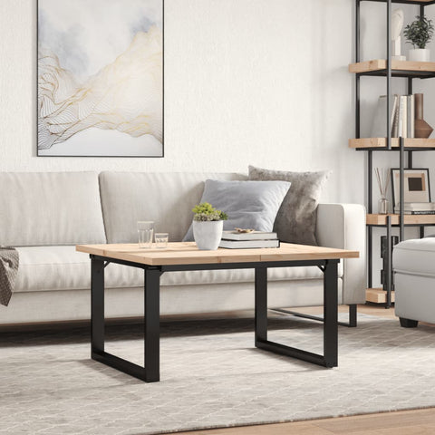 vidaXL Coffee Table O-Frame 80x80x45.5 cm Solid Wood Pine and Steel