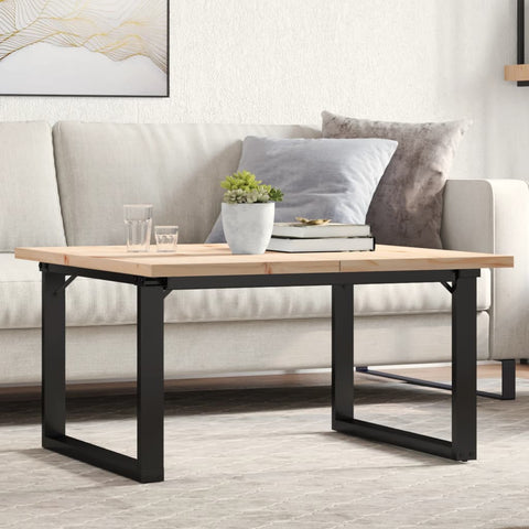 vidaXL Coffee Table O-Frame 90x90x45.5 cm Solid Wood Pine and Steel