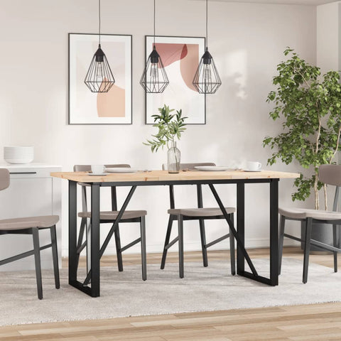 vidaXL Dining Table O-Frame 160x80x75.5 cm Solid Wood Pine and Steel