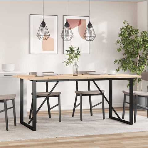 vidaXL Dining Table O-Frame 180x90x75.5 cm Solid Wood Pine and Steel