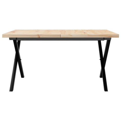 vidaXL Coffee Table X-Frame 80x80x45.5 cm Solid Wood Pine and Steel
