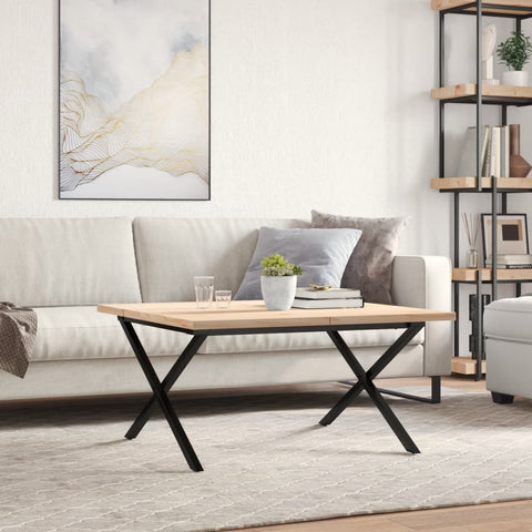 vidaXL Coffee Table X-Frame 90x90x45.5 cm Solid Wood Pine and Steel