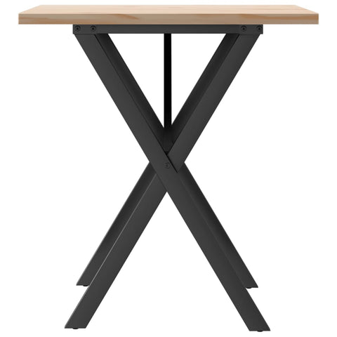 vidaXL Dining Table X-Frame 70x70x75.5 cm Solid Wood Pine and Steel