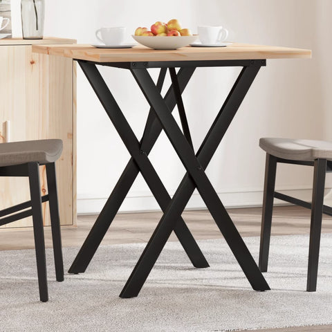 vidaXL Dining Table X-Frame 70x70x75.5 cm Solid Wood Pine and Steel