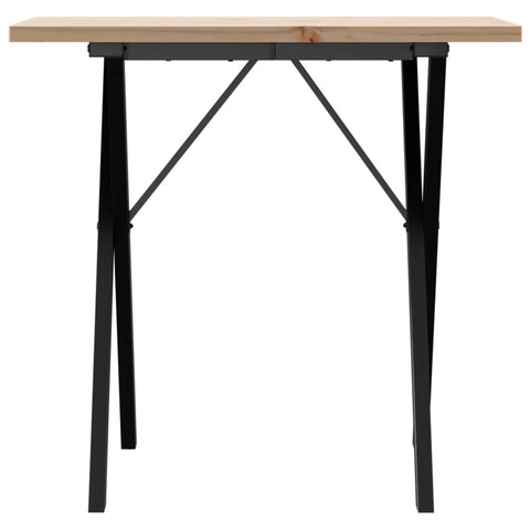 vidaXL Dining Table X-Frame 80x50x75.5 cm Solid Wood Pine and Steel