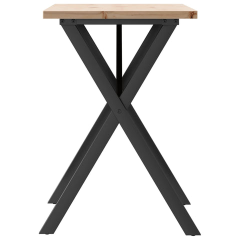 vidaXL Dining Table X-Frame 80x50x75.5 cm Solid Wood Pine and Steel