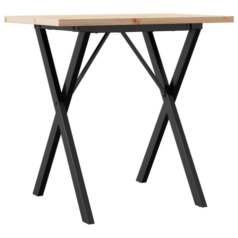 vidaXL Dining Table X-Frame 80x50x75.5 cm Solid Wood Pine and Steel