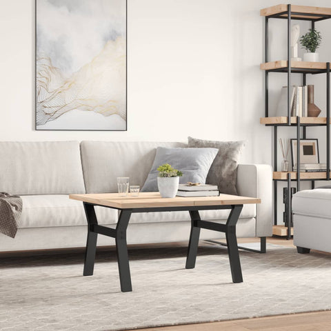 vidaXL Coffee Table Y-Frame 80x80x45.5 cm Solid Wood Pine and Steel