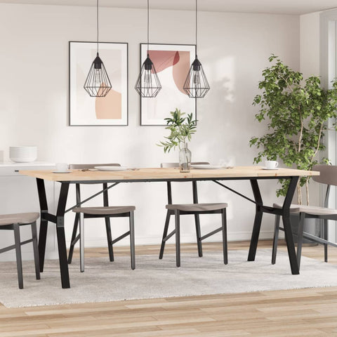 vidaXL Dining Table Y-Frame 200x100x75.5 cm Solid Wood Pine and Steel