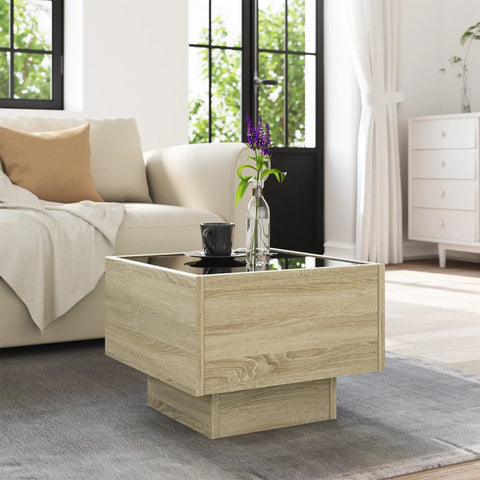 vidaXL Side Table with LED Sonoma Oak 40x40x30 cm Engineered Wood