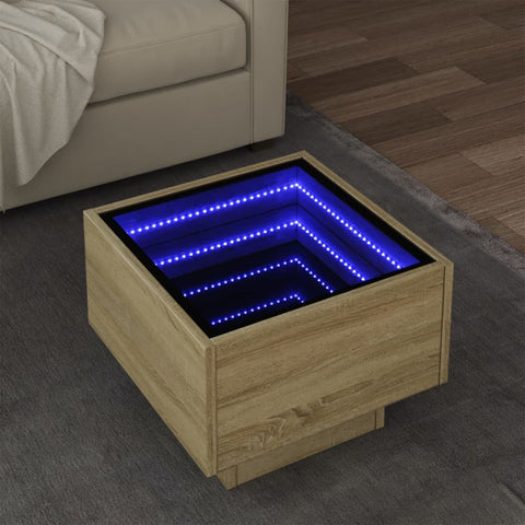 vidaXL Side Table with LED Sonoma Oak 40x40x30 cm Engineered Wood
