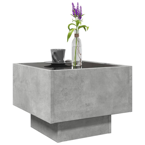 vidaXL Side Table with LED Concrete Grey 40x40x30 cm Engineered Wood