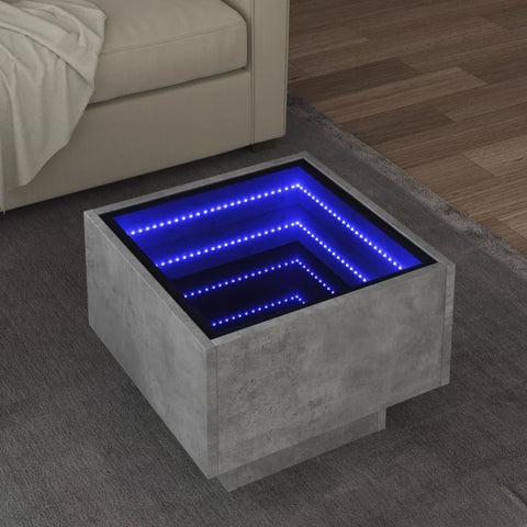 vidaXL Side Table with LED Concrete Grey 40x40x30 cm Engineered Wood