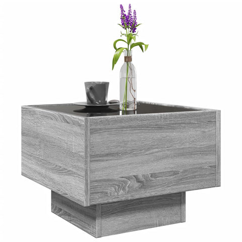 vidaXL Side Table with LED Grey Sonoma 40x40x30 cm Engineered Wood