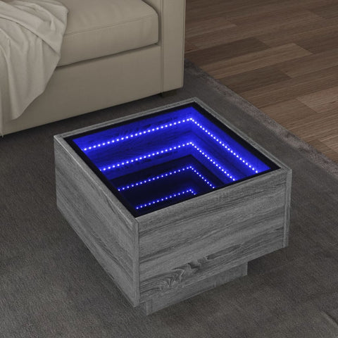 vidaXL Side Table with LED Grey Sonoma 40x40x30 cm Engineered Wood
