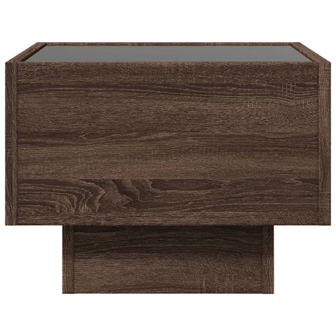 vidaXL Side Table with LED Brown Oak 40x40x30 cm Engineered Wood