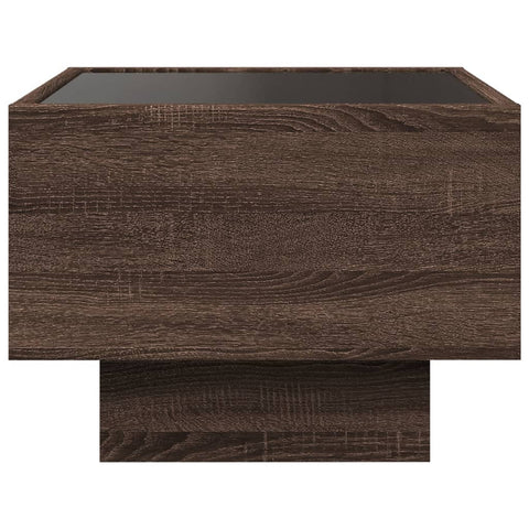 vidaXL Side Table with LED Brown Oak 40x40x30 cm Engineered Wood
