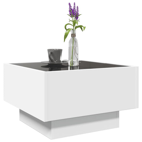 vidaXL Coffee Table with LED White 50x50x30 cm Engineered Wood