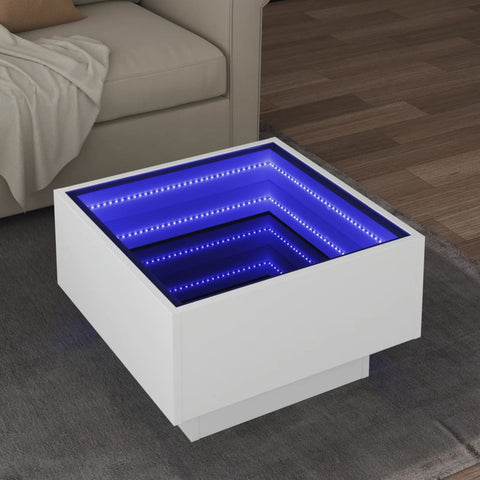 vidaXL Coffee Table with LED White 50x50x30 cm Engineered Wood