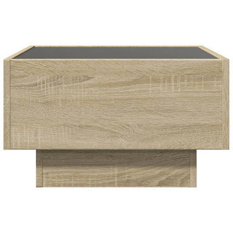 vidaXL Coffee Table with LED Sonoma Oak 50x50x30 cm Engineered Wood