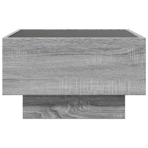 vidaXL Coffee Table with LED Grey Sonoma 50x50x30 cm Engineered Wood