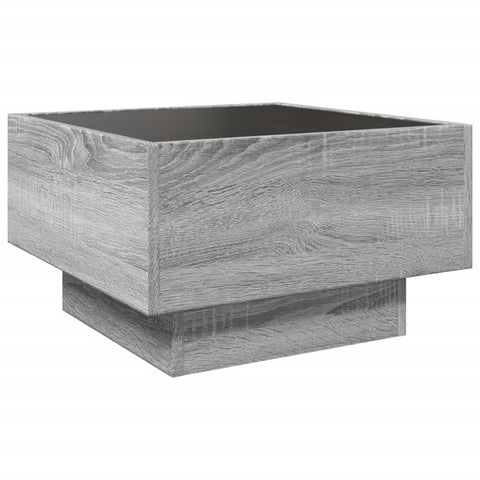 vidaXL Coffee Table with LED Grey Sonoma 50x50x30 cm Engineered Wood