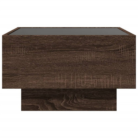 vidaXL Coffee Table with LED Brown Oak 50x50x30 cm Engineered Wood