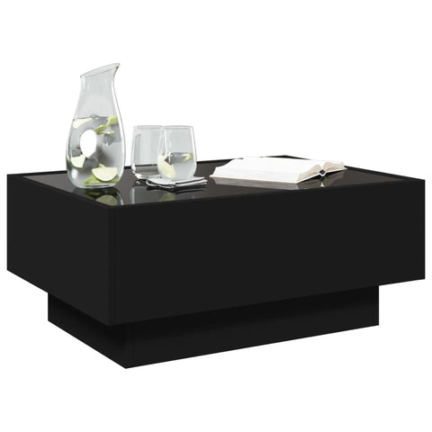 vidaXL Coffee Table with LED Black 70x50x30 cm Engineered Wood