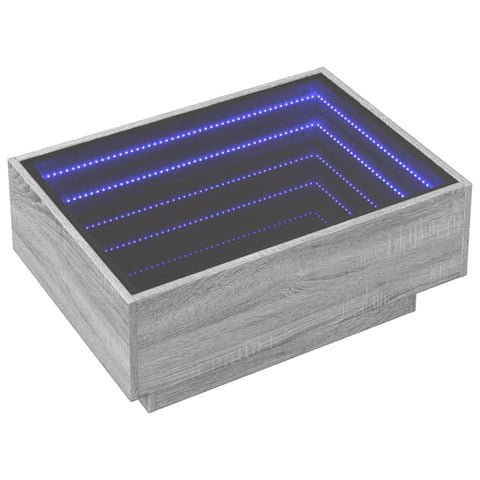 vidaXL Coffee Table with LED Grey Sonoma 70x50x30 cm Engineered Wood
