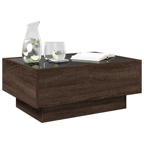 vidaXL Coffee Table with LED Brown Oak 70x50x30 cm Engineered Wood