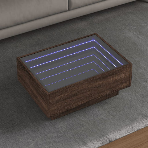 vidaXL Coffee Table with LED Brown Oak 70x50x30 cm Engineered Wood