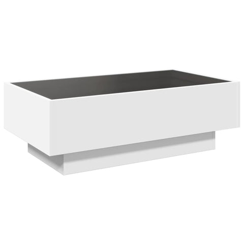 vidaXL Coffee Table with LED White 90x50x30 cm Engineered Wood
