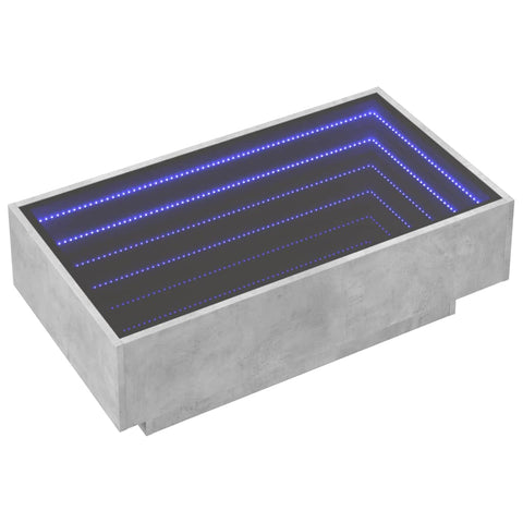 vidaXL Coffee Table with LED Concrete Grey 90x50x30 cm Engineered Wood