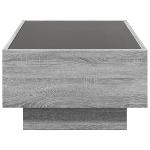 vidaXL Coffee Table with LED Grey Sonoma 90x50x30 cm Engineered Wood