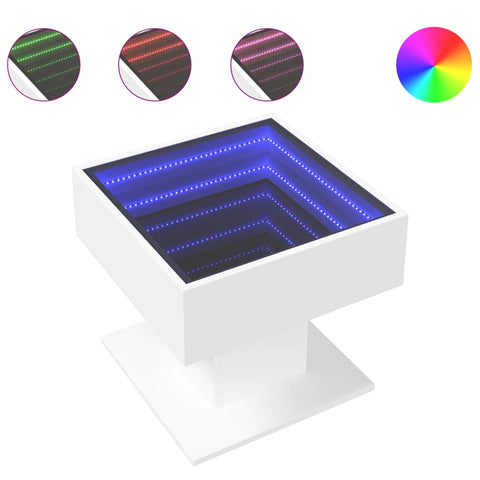 vidaXL Coffee Table with LED White 50x50x45 cm Engineered Wood