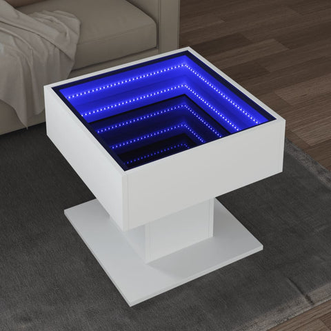 vidaXL Coffee Table with LED White 50x50x45 cm Engineered Wood