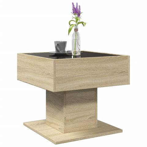 vidaXL Coffee Table with LED Sonoma Oak 50x50x45 cm Engineered Wood