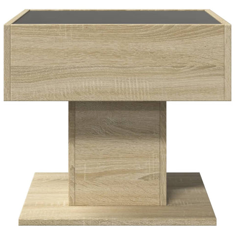 vidaXL Coffee Table with LED Sonoma Oak 50x50x45 cm Engineered Wood