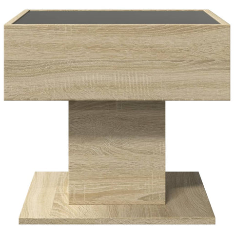 vidaXL Coffee Table with LED Sonoma Oak 50x50x45 cm Engineered Wood