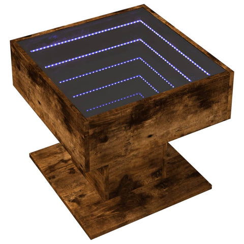 vidaXL Coffee Table with LED Smoked Oak 50x50x45 cm Engineered Wood