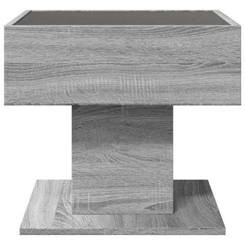 vidaXL Coffee Table with LED Grey Sonoma 50x50x45 cm Engineered Wood