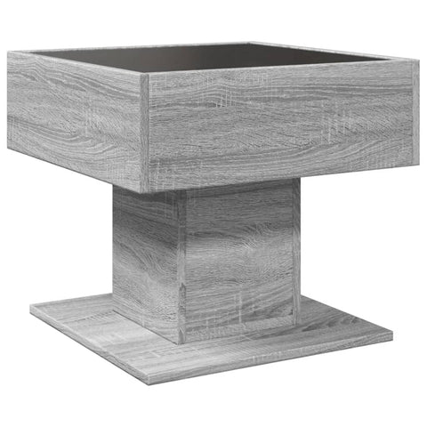 vidaXL Coffee Table with LED Grey Sonoma 50x50x45 cm Engineered Wood