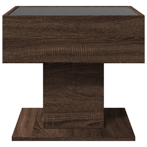 vidaXL Coffee Table with LED Brown Oak 50x50x45 cm Engineered Wood