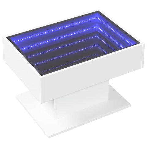 vidaXL Coffee Table with LED White 70x50x45 cm Engineered Wood