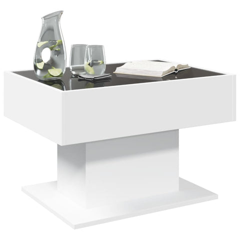 vidaXL Coffee Table with LED White 70x50x45 cm Engineered Wood
