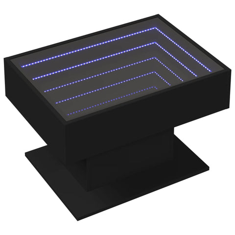vidaXL Coffee Table with LED Black 70x50x45 cm Engineered Wood