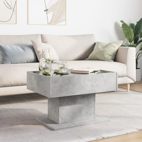 vidaXL Coffee Table with LED Concrete Grey 70x50x45 cm Engineered Wood